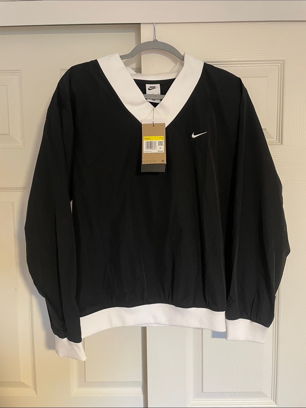 Nike Black V-Neck Pullover Sweater with White Trim